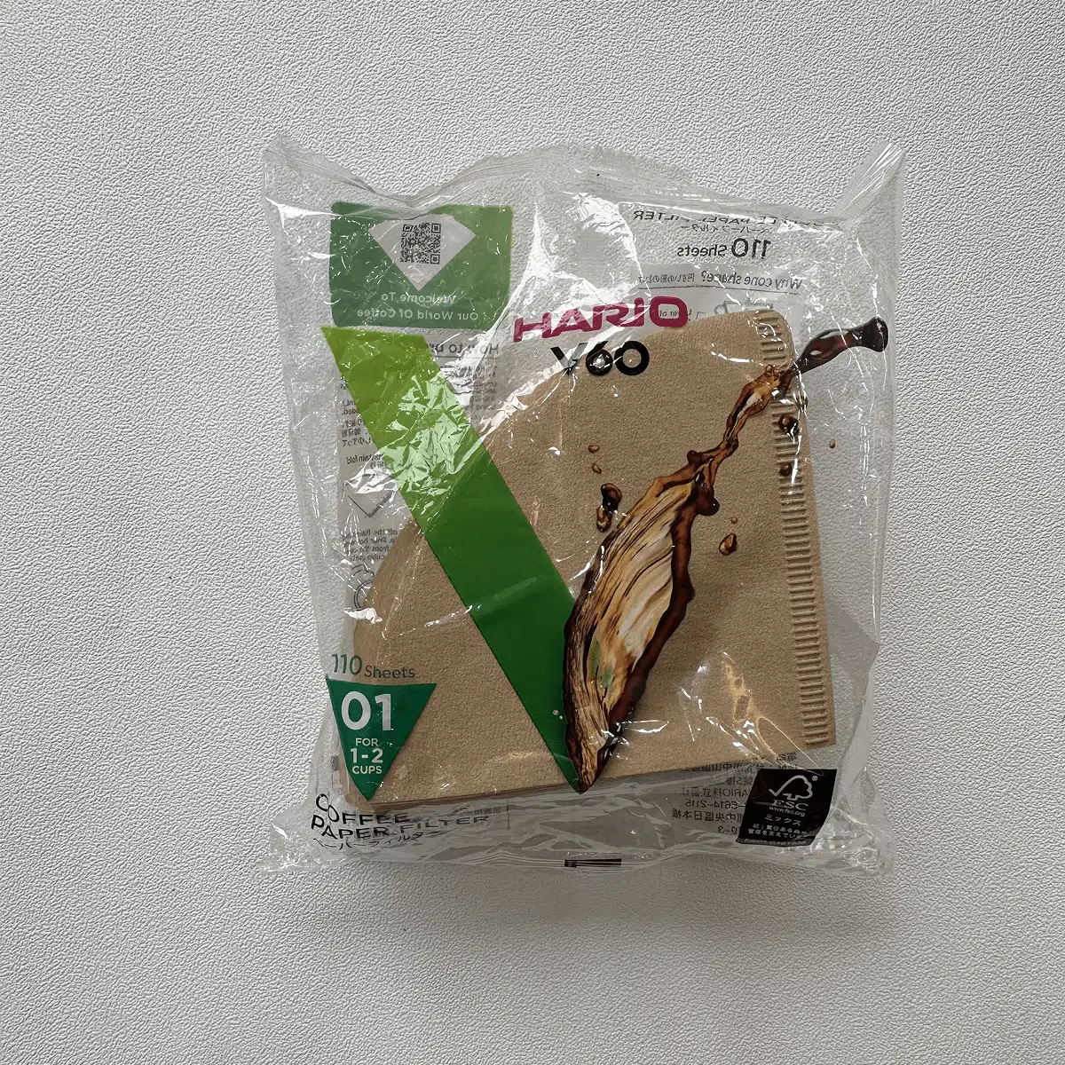 HARIO V60 1-2人份無漂白01濾紙110張