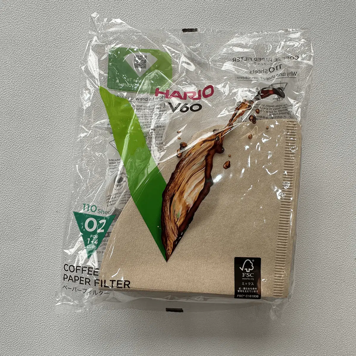 HARIO V60 1-4人份無漂白02濾紙110張